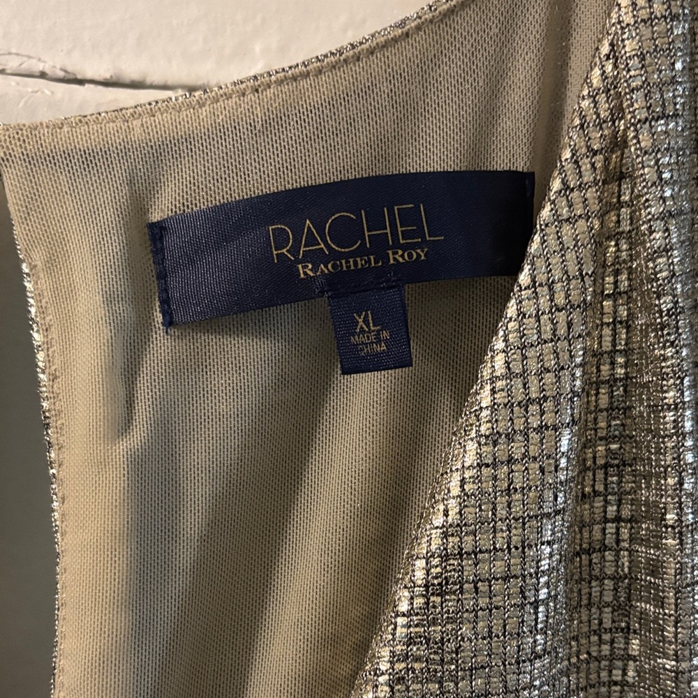 RACHEL Rachel Roy Metallic Silver Midi Dress - Picture 4 of 10